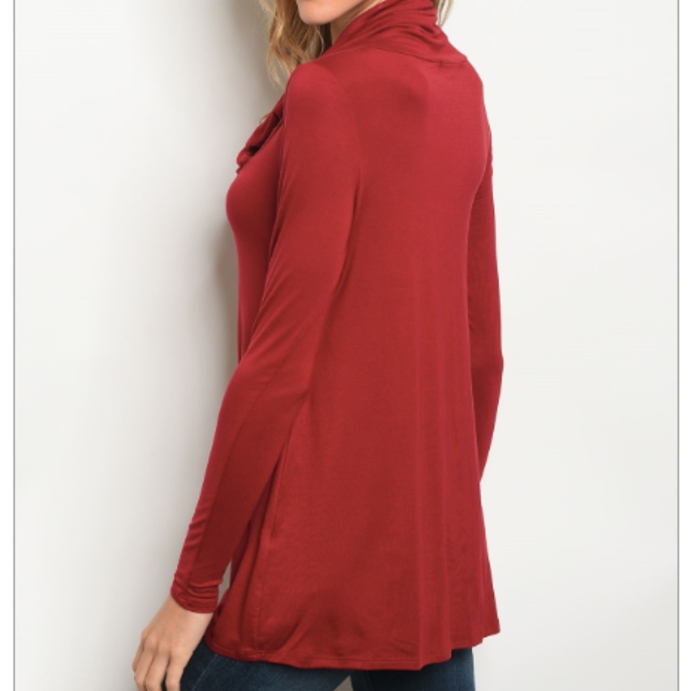 🆕🍁 Burgundy Long Sleeve Cowl Neck Top - Picture 2 of 2